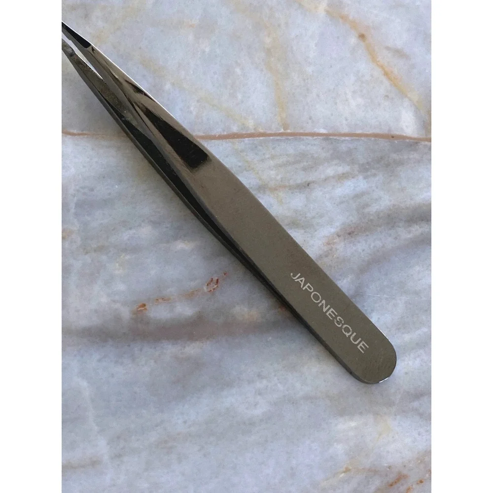Japonesque Slant Tip Tweezers Gunmetal Stainless Steel Precision Grooming Tool